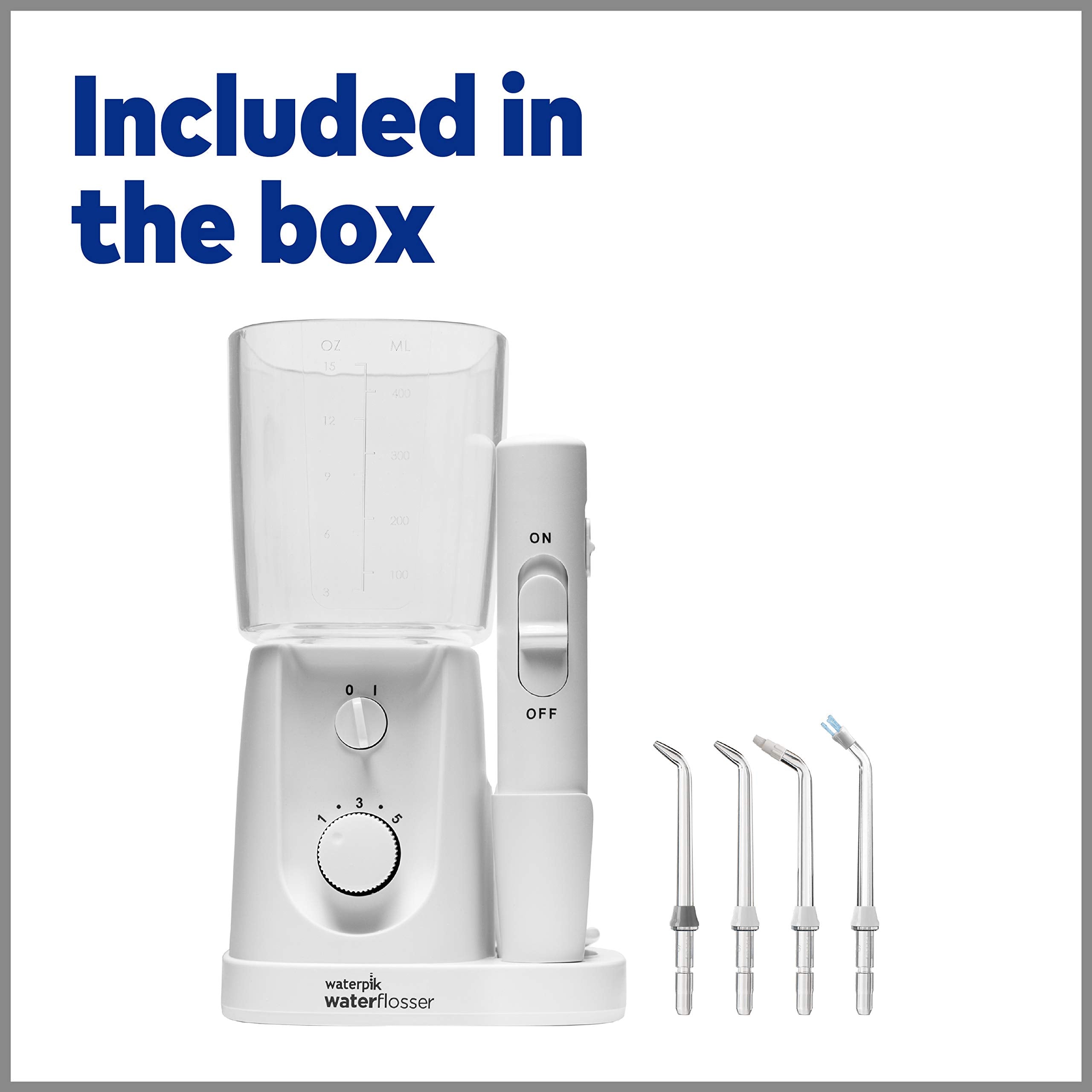 Waterpik Nano Plus Water Flosser For Teeth, Portable Electric Power, Compact For Travel and Home, 4 Flossing Tips, ADA Accepted, White WP-320
