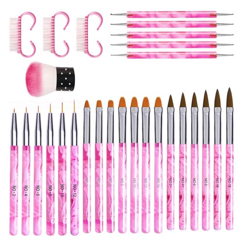 Professional Nail Art Brush Dotting Tools Kit (28pcs Pink)