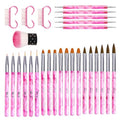 Professional Nail Art Brush Dotting Tools Kit (28pcs Pink)