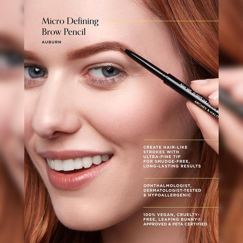 Arches & Halos Micro Defining Brow Pencil - Fuller, Defined Brows - Long-Lasting, Smudge-Proof - Auburn - 0.003 oz