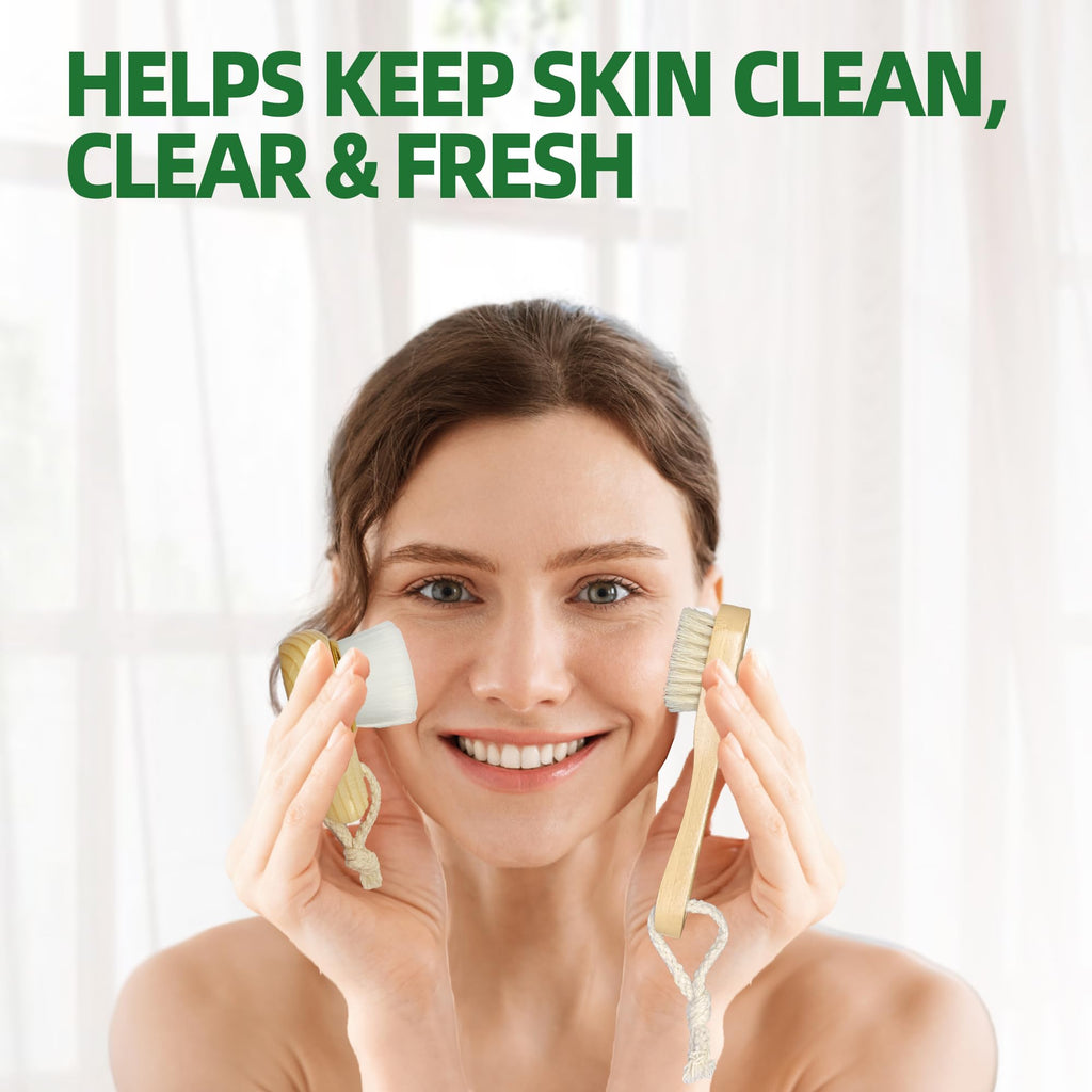 Zeutch Premium Face Scrubber Set, Facial Cleansing Brush for Exfoliator, Natural Bristle Face Scrubber for Lymphatic Drainage, Unclog Pores, Sensitive Skin, Reduce Ance, Glowing, 2 Pack
