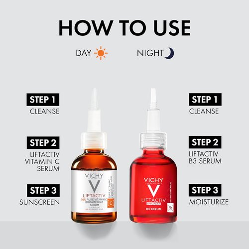 Vichy LiftActiv Vitamin C Serum - Brightening Face Serum with Hyaluronic Acid & Vitamin E | Reduces Fine Lines & Improves Radiance
