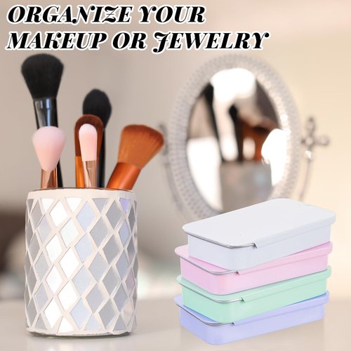 Norme 40 Pcs Small Slide Top Tin Lip Balm with Lids Rectangular Metal Containers for Lip Balm Candies Jewelry Crafts Pills Storage Kit (Macaron,2.36 x 1.38 x 0.39 Inch)