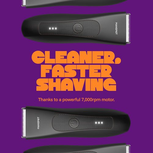 MANSPOT Groin & Body Hair Trimmer for Men - Waterproof Electric Shaver with 4 Guards & Ceramic Blades