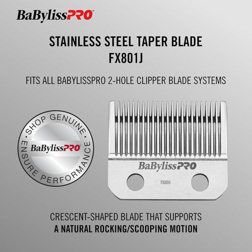 BaBylissPRO Replacement Taper Clipper Blades - Compatible with FX870, FX825 & FX673 | Durable 2-Hole Design