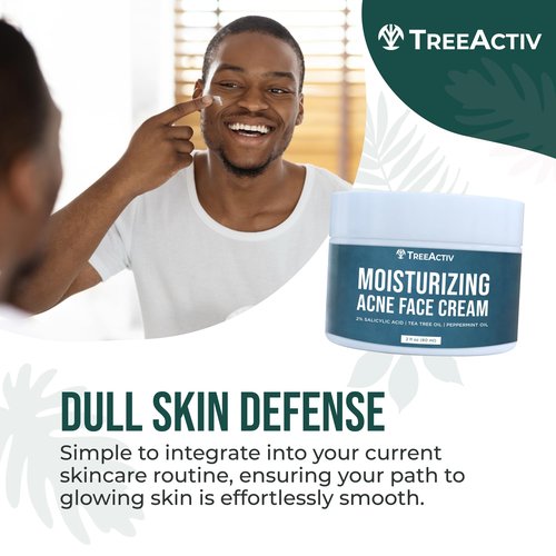 TreeActiv Acne Cream Original Formula, 2 fl oz, 2% Salicylic Acid Face Moisturizer for Oily & Acne-Prone Skin, Lightweight Hydrating Facial Cream