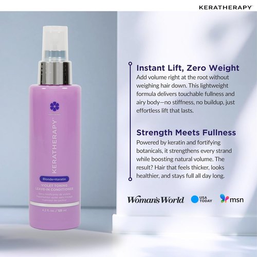 KERATHERAPY Keratin Infused Violet Toning Leave-In Protectant - Sulfate & Paraben Free for Blonde & Gray Hair | 3.7 fl. oz.