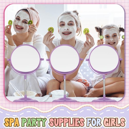 DoubleFill 6 Pcs Spa Party Mirror Spa Party Supplies Sleepover Favors Accessory Make up Table Mirror for Sleepover Slumber Birthday Favors Adult Women Gift(Purple)