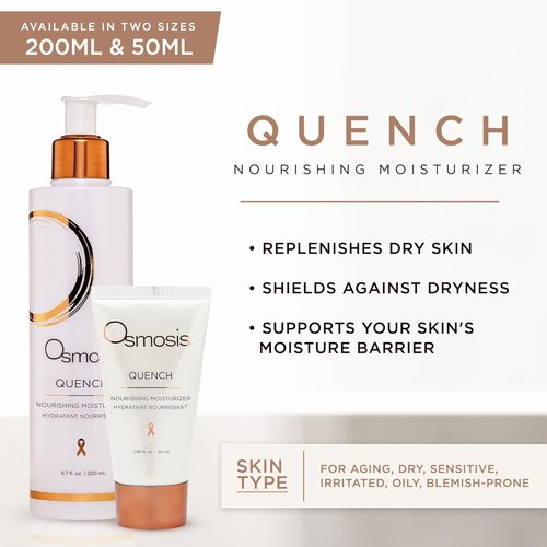 OSMOSIS QUENCH Daily Hydrating Facial Moisturizer - Jojoba Oil, Shea Butter & Hyaluronic Acid for Dry to Normal Skin