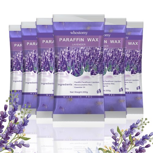 Paraffin Wax Refills, 6 PackParaffin Wax for Hands and Feet, Hot Melt Paraffin Wax Blocks for Paraffin Bath, Lavender Scent + Dry Flowers, Relieves Muscle Fatigue Nourishes Dry Skin