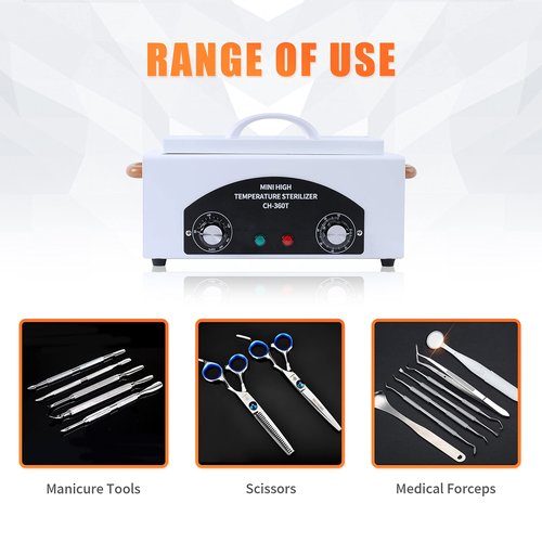 SULLMAR Nail Tool Sterilizers High Temperature Dry Box Timer Clean Box Heat Dry Box Nail Tool Dry Heat Clean，Manicure Salon Hairdressing Tool Equipment,Clean for Tweezers, Other Metal Equipment