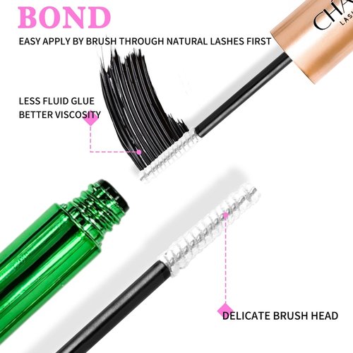 Lash Cluster Glue, Lash Bond and Seal for Eyelash Clusters, 5ml+5ml Bond and Seal, Waterproof, 2-in-1 Home Use, Strong Hold for 72H