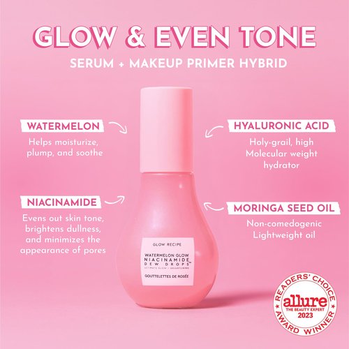Glow Recipe Soothe, Glow & Bright Gift Set - Niacinamide Dew Drops Illuminating Primer & Avocado Ceramide Facial Serum & Guava Dark Spot Serum - Korean Skincare Travel Kit (3 Count)
