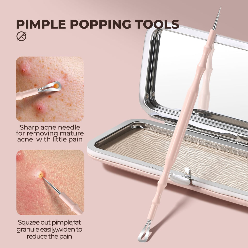 YGQQOY Professional Blackhead Tweezers, Stainless Steel Blackhead Remover Tools, Pimple Popper Tool Kit for Acne Whitehead Blemish, Pore Prep Tool