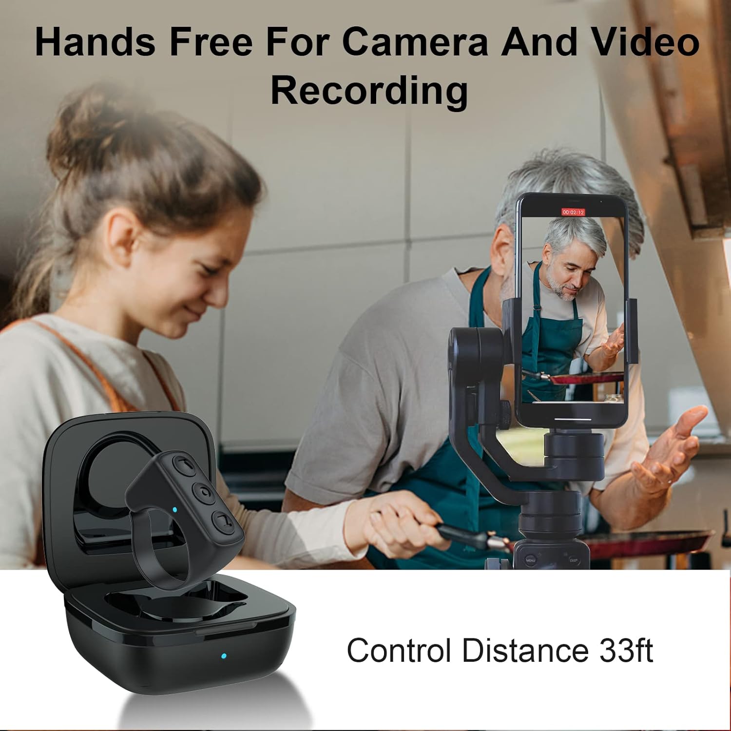 TIK Tok Bluetooth Remote Control - Page Turner & Camera Shutter for iPhone/Android | Black