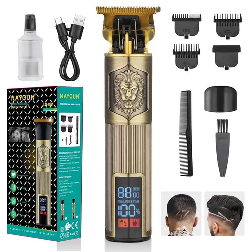 NAYOUN T-Blade Trimmer for Men Professional Hair Clippers Barber Beard Trimme Hair Trimmer with LCD Display T Liners Cordless Zero Gapped Shavers Edgers Clipper for Hair Cutting