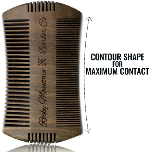 Beard Comb - Sandalwood Natural Hatchet Style for Hair - Anti-Static & No Snag, Handmade Wide & Fine Tooth Contour Brush Best for Beard & Moustache with Carrying Case Pouch