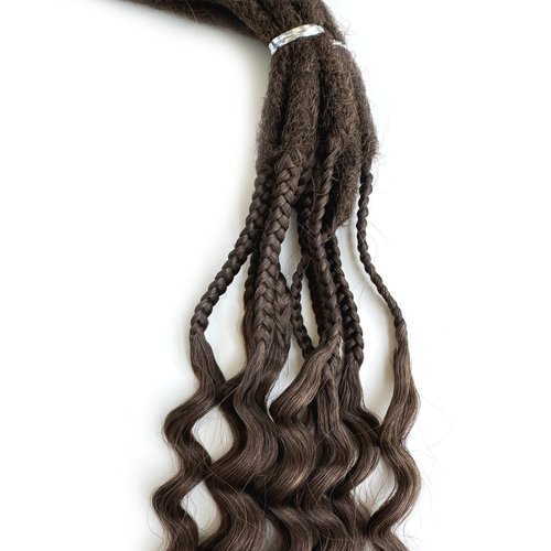 Curly Dreads with Box Braid Boho Style Dreads Synthetic Double Ended Dreadlock Extensions 26inches 10 Strands Thin Soft DE Dreadlock Extensions (12#)