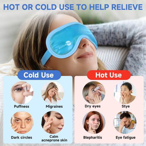 AiricePac Cold Eye Mask Cooling Eye Mask for Dry Eyes, Gel Eye Mask Eye Ice Pack Reusable Cold Eye Compress for Dark Circles, Migraines, Eye Surgery, Skin Care 2 Pack