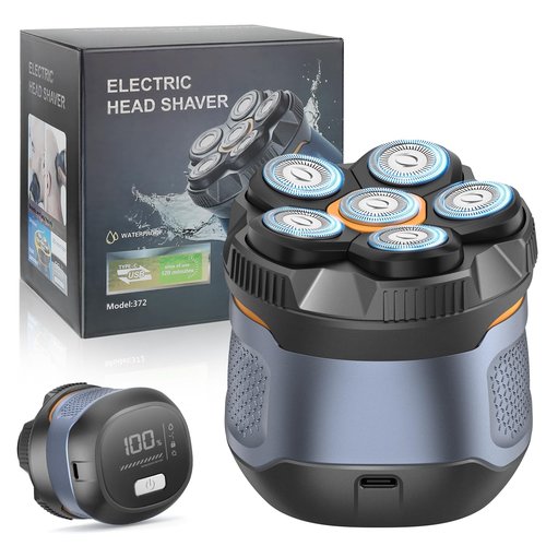 6D Electric Head Shaver for Men, Magnetic Wet & Dry Razor Electric Razor Hair Trimmer, IPX6 Waterproof, LED Display, Rechargeable Cordless Grooming Kit