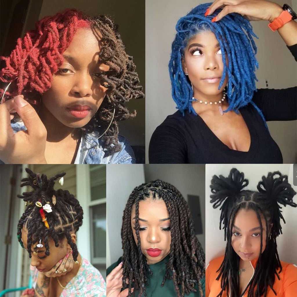 WacanDan 100% Human Hair Dreadlock Extensions for Men/Women, 0.6cm Thickness 4 Inch 60 Strands Full Handmade Can be Dyed and Bleached Permanent Loc Extensions Human Hair Natural Black