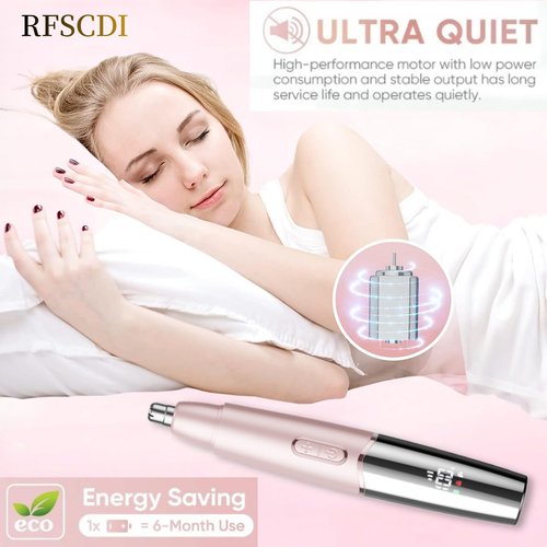 RFSCDI 5-in-1 Rechargeable Nose & Facial Hair Trimmer - IPX7 Waterproof Dual Edge Grooming Kit for Men & Women, Perfect for Hair Removal of Nose, Eyebrows, Arm, Bikini, and Ear Hair (Pink)