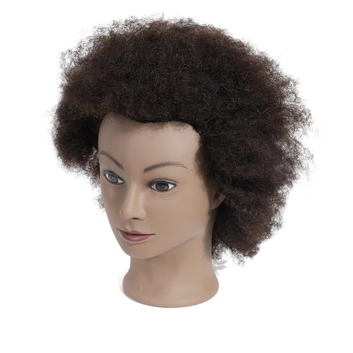 Romance Queen Mannequin Head Human Hair Curly For Black Women Training Head Cosmetology Doll Head for Hairdresser Girls Manikin Head Practice Styling Braiding with Stand (8inch)