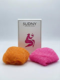 SUDNY Authentic African Net Sponge - 2 Pieces African Exfoliating Body Scrubber Bath Sponge - Daily Use & Quick-Dry Mesh for Smooth Skin - Real African Body Care Bathing Accessories | Pink $ Orange
