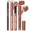 Noerrors Juicy Nude Lip Kit - Matte Lipstick, Nourishing Gloss & Brown Liner | Moisturizing Trio Set