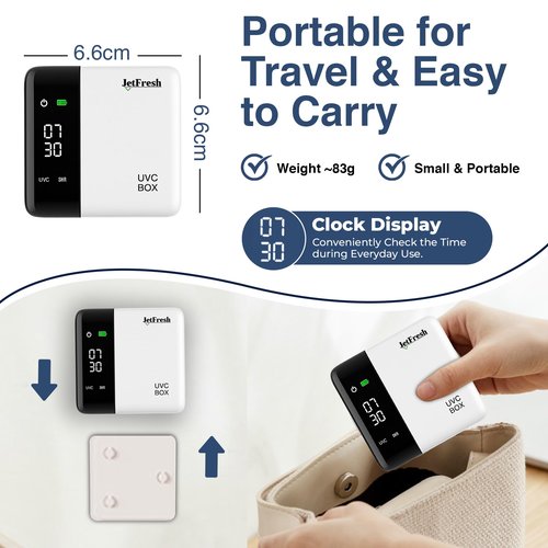 UV Toothbrush Sanitizer Holder & Cleaner with LED Clock Display & Hot Air Drying – Wall-Mounted UV Tooth Brush Holder for Bathroom Decor, Travel Use, Rechargeable Portable Design, Fits All Brushes