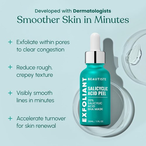 30 Day Miracle BHA 20% Peeling Solution - Clinical Strength Exfoliant for Clogged Pores & Wrinkles - 1oz Salicylic Acid Serum