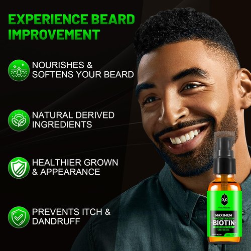 First Melody Beard Oil,Maximun Thickening Biotin, with Castor Oil and Argan & Jojoba Oils, Promotes Beard Growth, Styles, Strengthens & Softens Beards & Mustaches,1 Ounce*2（2 Pack）