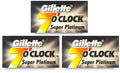 30 Gillette 7 o' Clock Super Platinum Double Edge Razor Blades