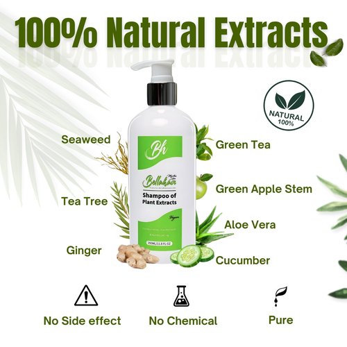 Bellahair Organic Sulfate-Free Tea Tree Shampoo for Curly, Thinning, Color-Treated & Dry Hair – Hair Growth, Frizz Control, Hydration & Volume – Natural Moisturizing Shampoo for Men & Women