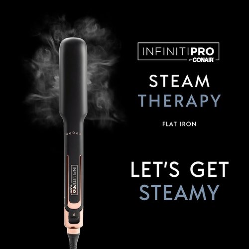 INFINITIPRO by CONAIR Steam Therapy Flat Iron - 1.5-Inch Hair Straightener for Smooth, Frizz-Free Styles