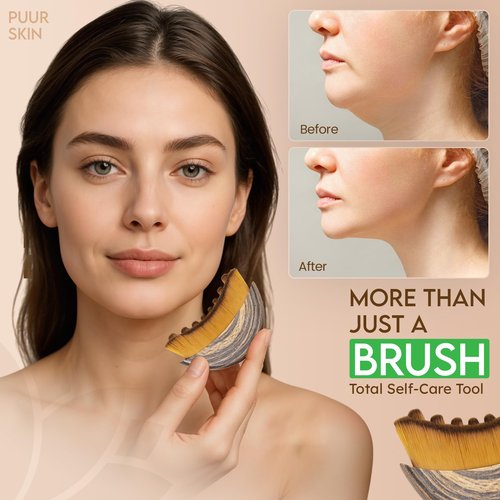 Pack of 2 Lymphatic Contour Face Brush, Lymphatic Drainage Massager, Double Chin Reducer Lymphatic Drainage Brush Anti-Puffiness Ergonomic Facial Cleansing Brush for Sculpting