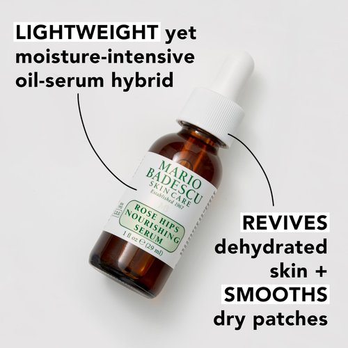 Mario Badescu Rose Hips Nourishing Serum for Combination, Dry and Sensitive Skin Facial Oil that Moisturizes & Smoothes Formulated with Rosehip Extract & Castor Oil 1 FL OZ (Pack of 1)