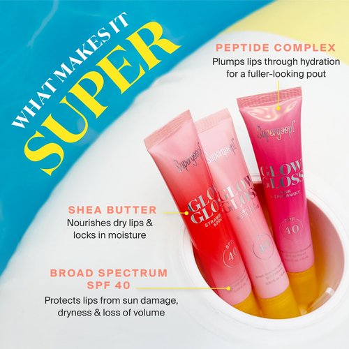 Supergoop! Glow Gloss SPF 40 Lip Balm, Vanilla Soft Serve (Sweet Cream Flavor, Sheer Soft Pink Tint) - Broad Spectrum Protection with a Non-Sticky, High-Shine Finish - 0.5 fl oz