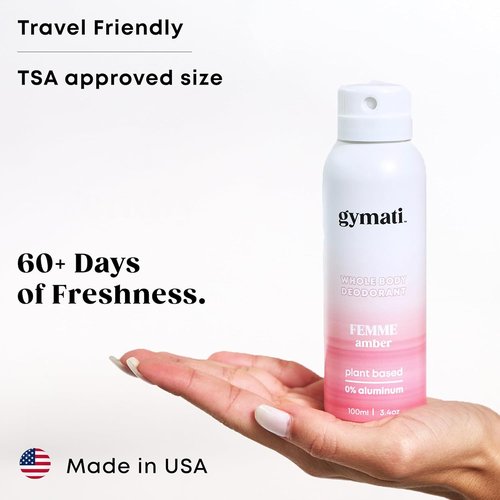 Gymati Natural Deodorant Body Spray - Aluminum-Free, Plant-Based Aloe & Zinc Formula, Long-Lasting Women's Scent