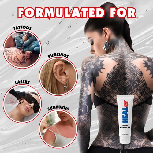 HEALer Tattoo Aftercare Gel - Aloe & Vitamin E Tattoo Moisturizer for New Tattoos, Fast-Absorbing, Non-Greasy Care for All Tattoos & Piercings, Gentle on Sensitive Skin, Travel Size, 3oz