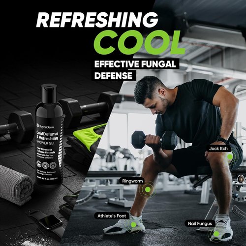 Roycederm Antifungal Body Wash for Men – Helps with Athlete’s Foot, Jock Itch & Ringworm – Cooldefense Shower Gel with Tea Tree & Menthol Post-Workout Cleanse – SLS-Free, 2 Pack