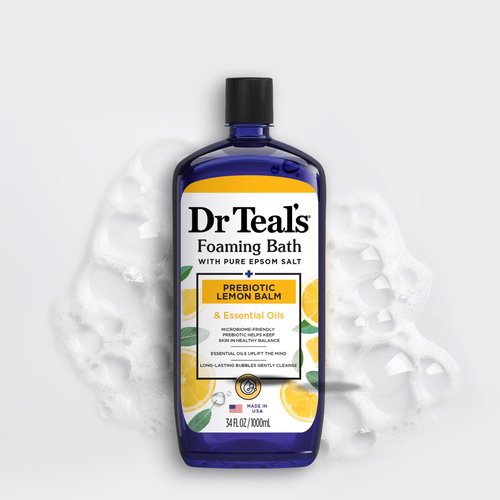 Dr Teal's Foaming Bath with Pure Epsom Salt, Prebiotic Lemon Balm & Essential Oils, 34 fl oz (Pack of 4)