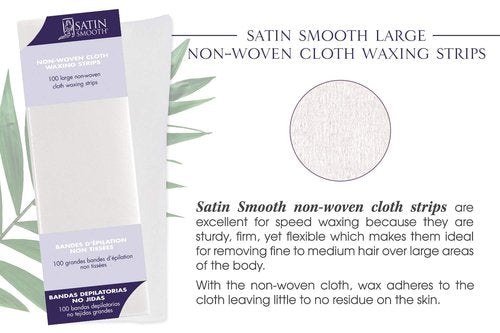 Satin Smooth Non-Woven Cloth Waxing Strips, Large, 100 Ct X 2 Packs