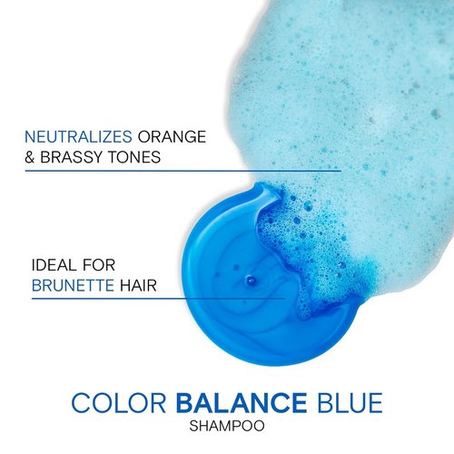 Joico Color Balance Blue Shampoo - Eliminate Brassy Tones & Boost Shine for Lightened Brown Hair | With Rosehip Oil & Green Tea Extract