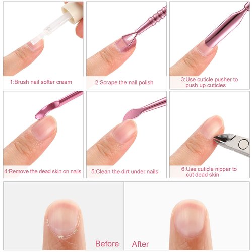 Mudder Acrylic Nail Clippers Kit False Nails Tips Cutter Professional Cuticle Trimmer Nipper Cutter Pusher Remover Stainless Steel Manicure Pedicure Art Tools Set Salon Home(Pink Rose)