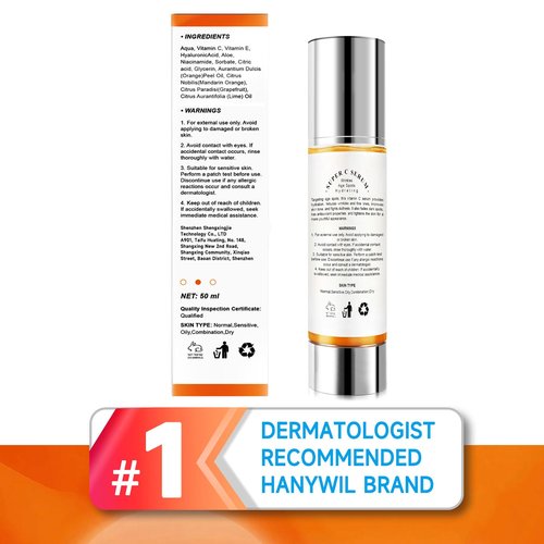 HANYWIL 20% Super Vitamin C Serum for Mature Skin, Targets Age Spot & Wrinkle Reduction with Hyaluronic Acid, Hydrating Anti-Age Serum 1.7fl oz