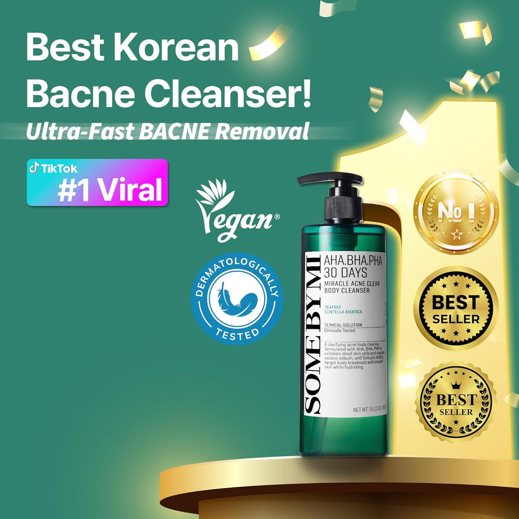 Some By Mi AHA BHA PHA Acne Clear Body Cleanser - Beta-Panthenol Repair Cream Bundle | 30 Days Supply