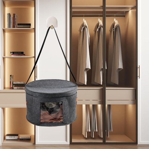 CODOHI Wig Storage Boxes,Wig Travel Cases Foldable for Multiple Wigs for Men and Women,Yarn Organizer, Cosmetic Cabinet Storage Bag (Dark Grey)