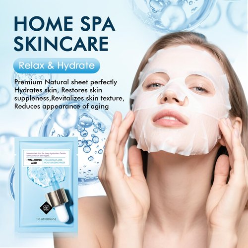 IREV Hyaluronic Acid Face Mask, Face Masks Skincare, Hydrating Mask For Face,Deep Moisturizing Face Sheet Mask, Facial Mask For All Skintypes, After Sun Face Mask, Hydrating Face Masks, Pack Of 10