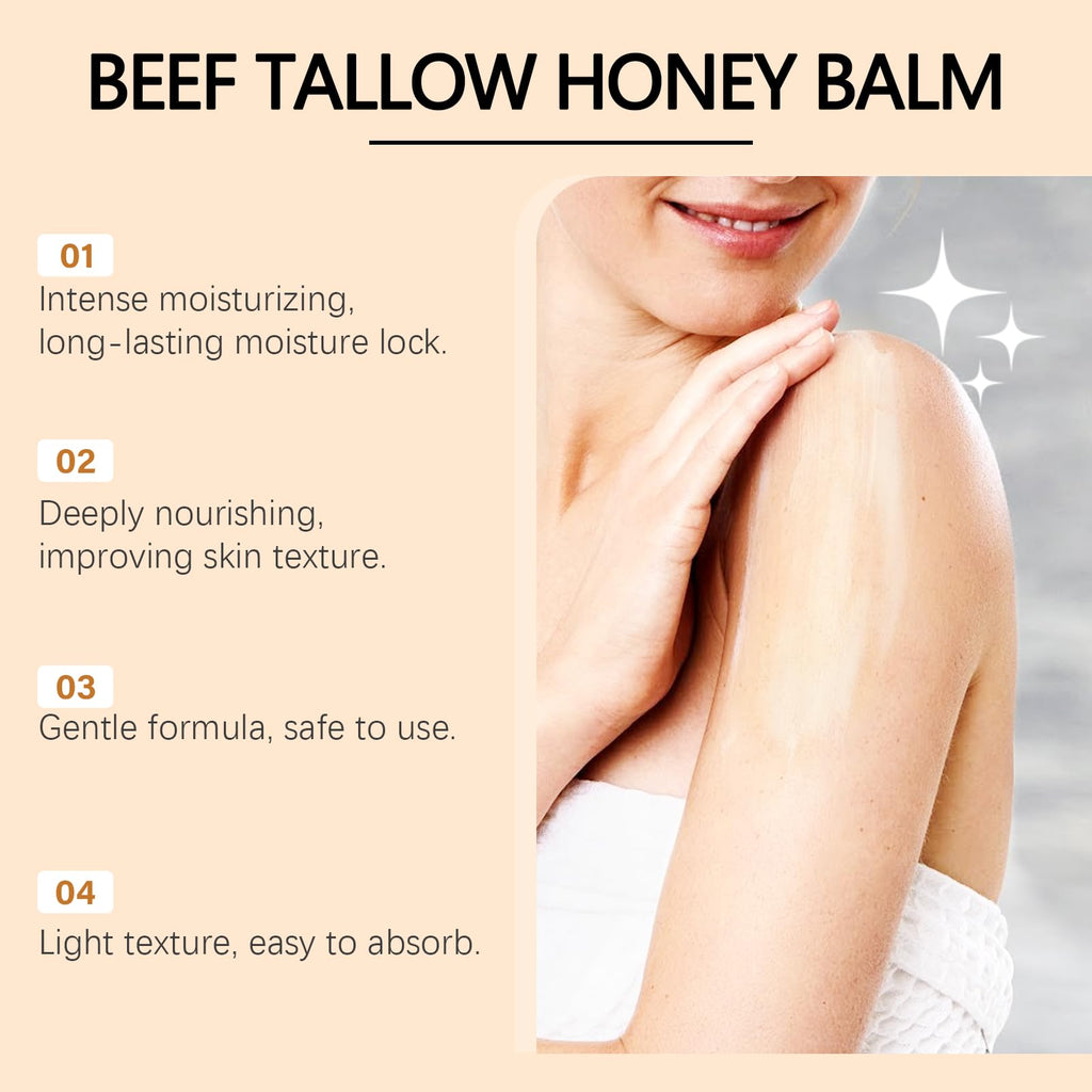 WAESKI Beef Tallow for Skin - Whipped Tallow Honey Balm, Lavender, Deep Moisturization, Natural Hydrating Cream, Relief for Dry & Sensitive Skin 2.11oz